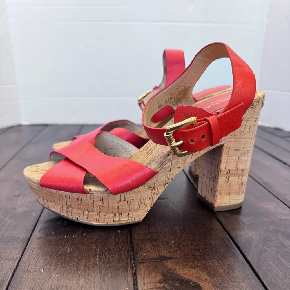 MICHAEL Michael Kors Natalia Platform Mandarin Sandal Open Toe Size 7.5 M Cork